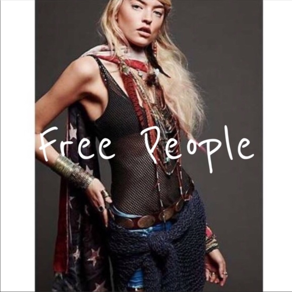Free People Seamless Metallic Mesh Racerback Tank